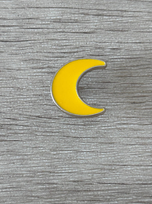 Broche croissant de lune jaune, forme arrondie