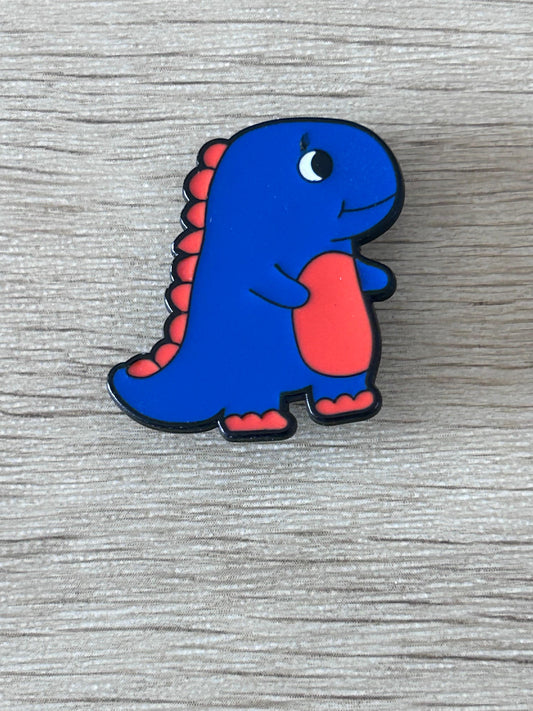 Pin T-Rex bleu kawaii aux pattes et ventre rouge