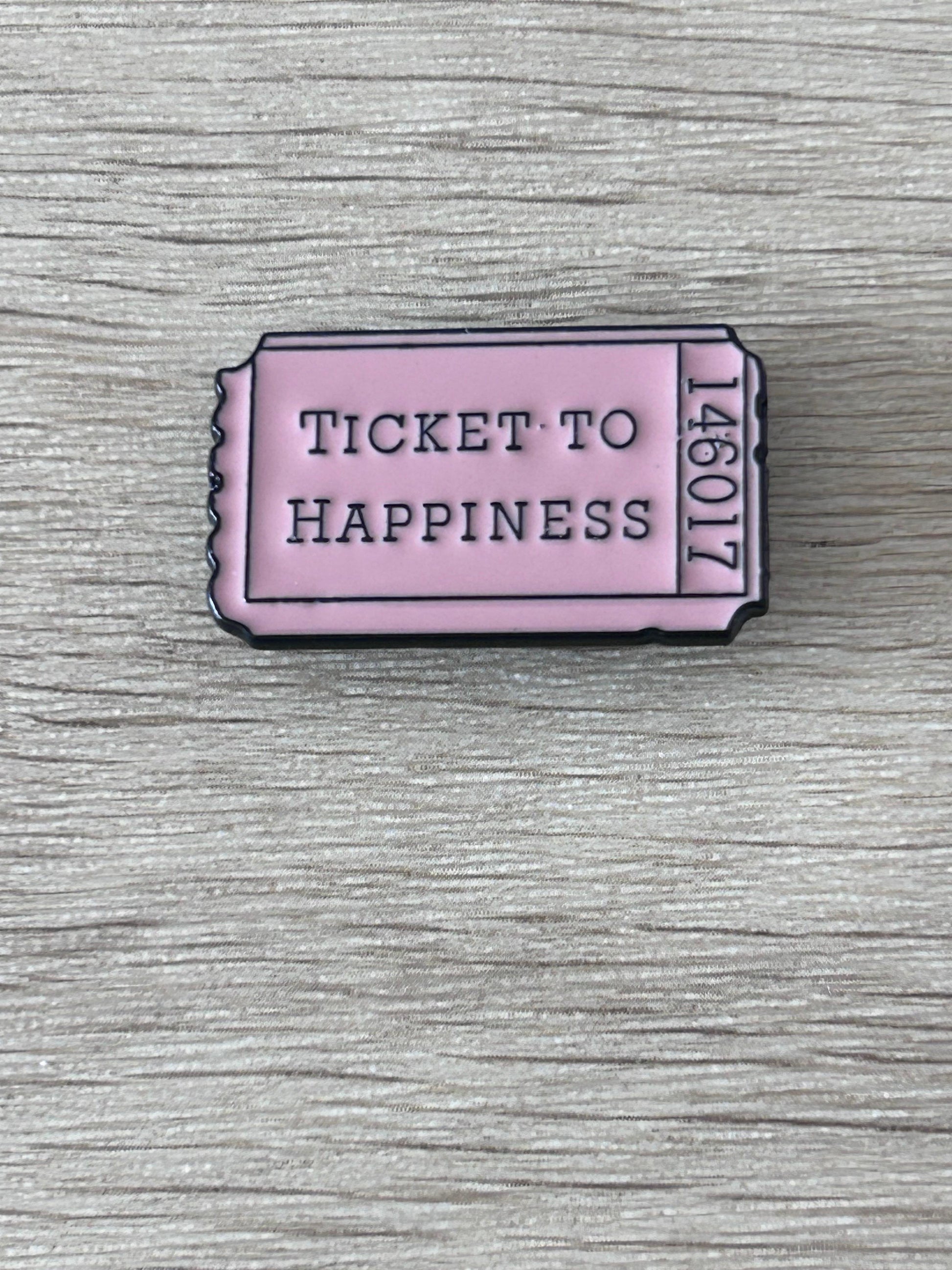 Épinglette billet rose pâle « Ticket to Happiness »