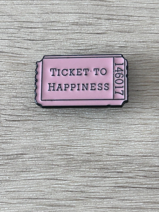 Épinglette billet rose pâle « Ticket to Happiness »