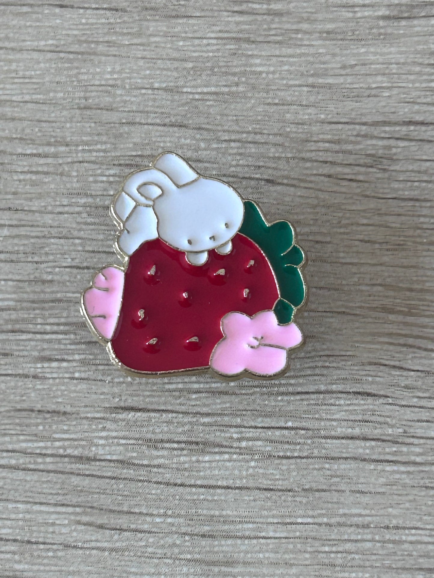 Gros plan du pin's lapin fraise
