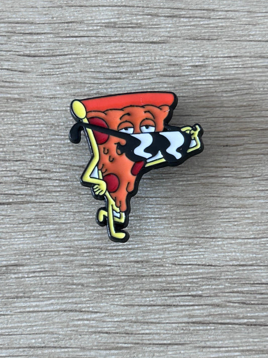 Épingle émail pizza rouge, visage et mains vertes